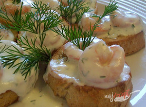 Recept Krevety s mini hriankami - mňamkove