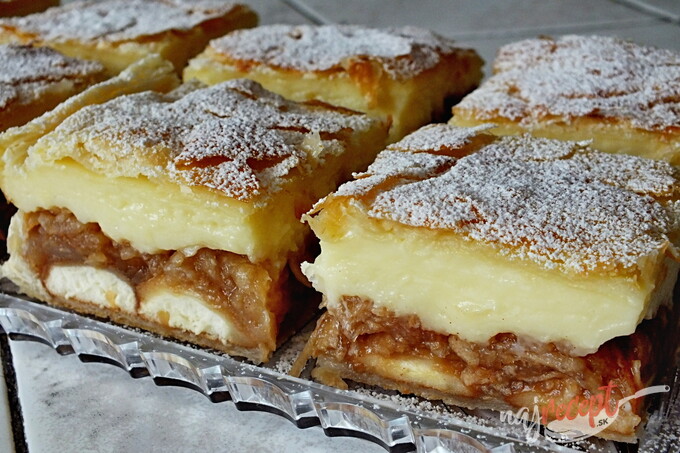 Recept Jablkovo-pudingový koláč z lístkového cesta