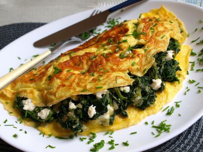 Recept Omeleta so špenátom a bryndzou