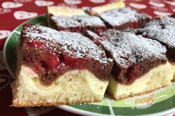 Príprava receptu Dvojfarebný tvarohový koláč s ovocím, krok 13