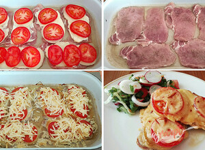 Recept Pečené bravčové rezne so syrom, smotanou a paradajkami