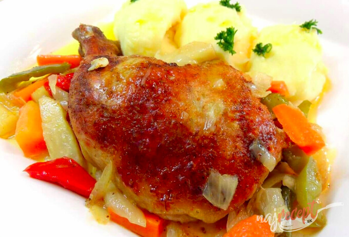 Recept Pečené kura na zelenine