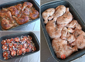 Recept Pečené kuracie mäso na paradajkách a cesnaku.