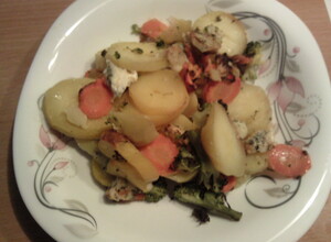 Recept Zapečené zemiaky s brokolicou a nivou