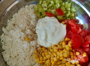 Recept Svieži ryžový šalát so zeleninou a bielym jogurtom