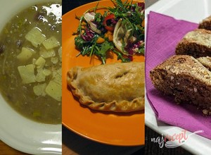 Recept Tip na nedeľný obed | Cibuľová polievka & Tekvicovo-šošovicové taštičky & Hrnčeková bábovka s polevou